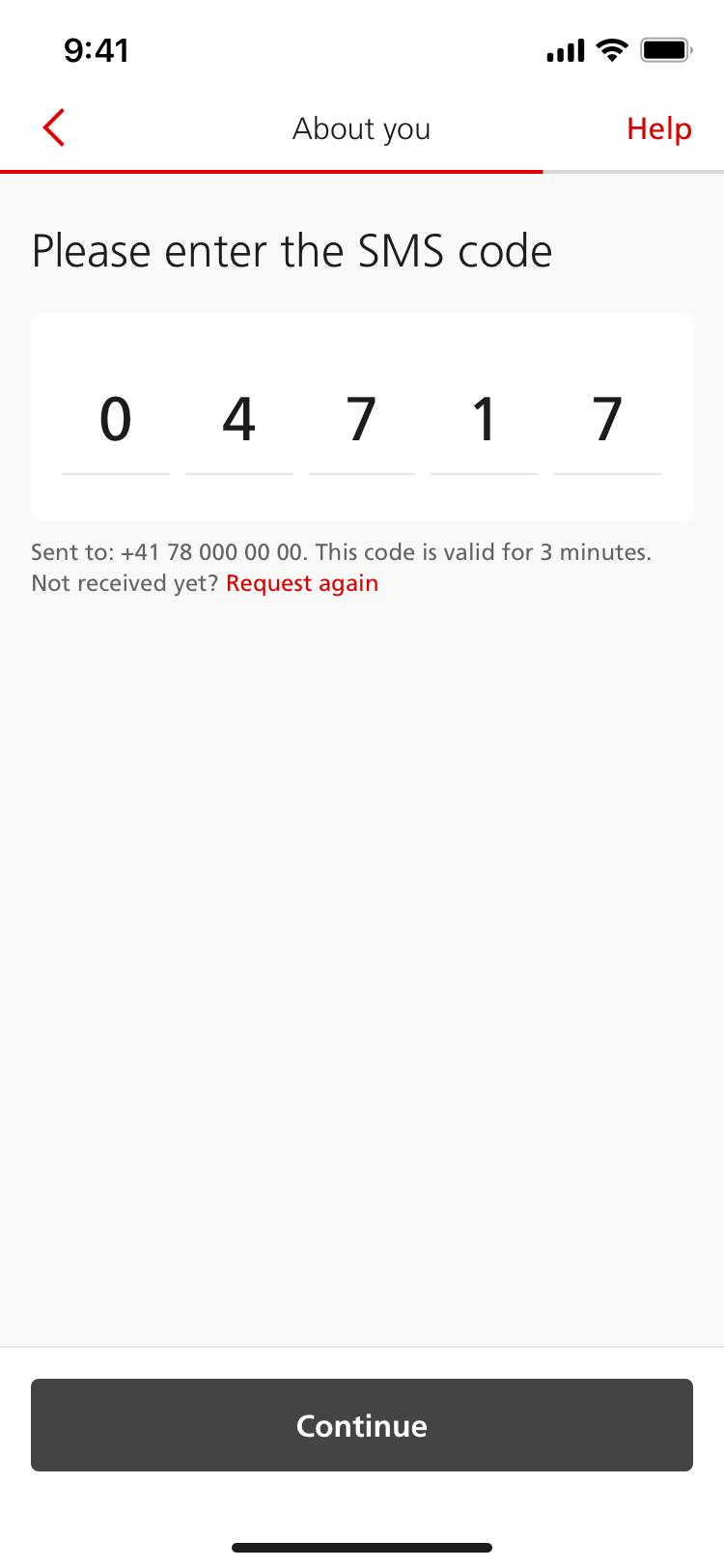 SMS code verification