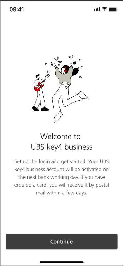 Final welcome screen with celebration illustration and account activation message